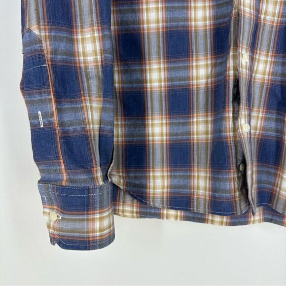 EXECUTIVE COLLECTION BY Tom James Navy Orange Plaid Long-sleeve Button Down Sz M - Picture 3 of 4